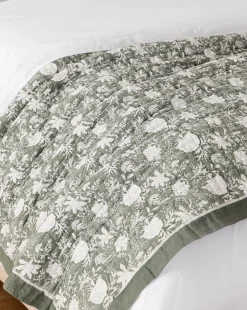 Audrey Sage Block Print Quilt