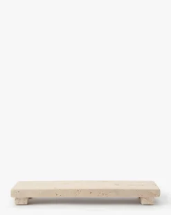 Beige Travertine Footed Serving Board