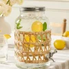 Glass Beverage Dispenser with Woven Sleeve