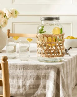 Glass Beverage Dispenser with Woven Sleeve