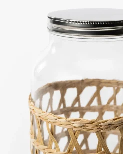 Glass Beverage Dispenser with Woven Sleeve