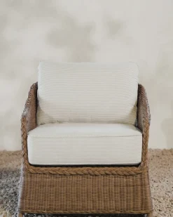 Haviland Outdoor Lounge Chair with Perennials Taupe Stripe