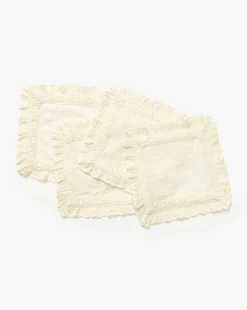 Lace Trim Cocktail Napkins (Set of 4)