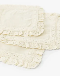 Lace Trim Cocktail Napkins (Set of 4)