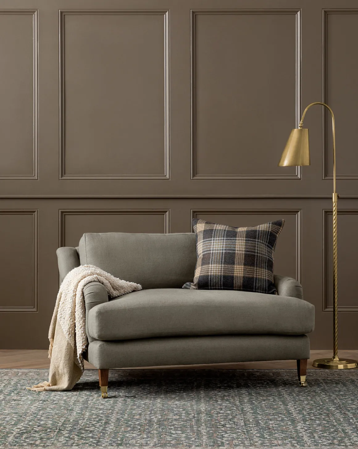 Lucille English Roll Arm Chair and a Half