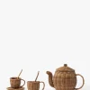 Woven Rattan Play Tea Set (Set of 7)